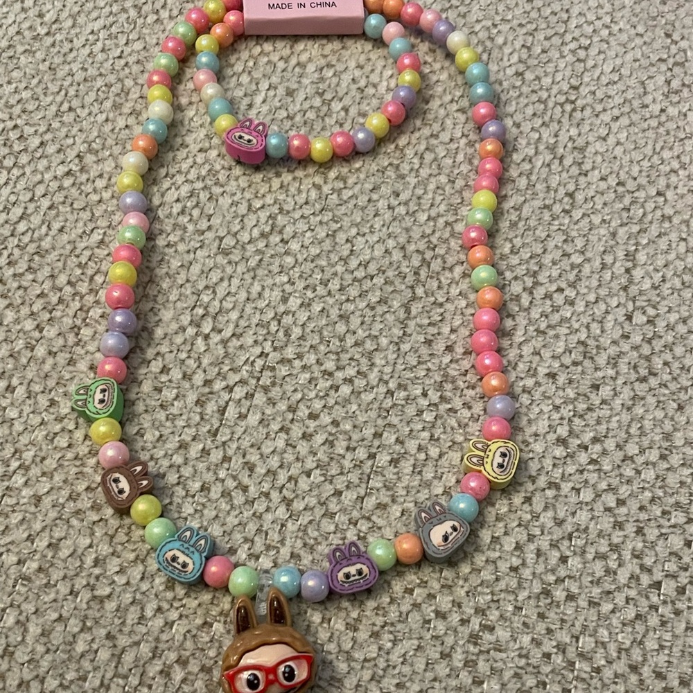 Labubu Colorful Beaded Necklace and Bracelet Set